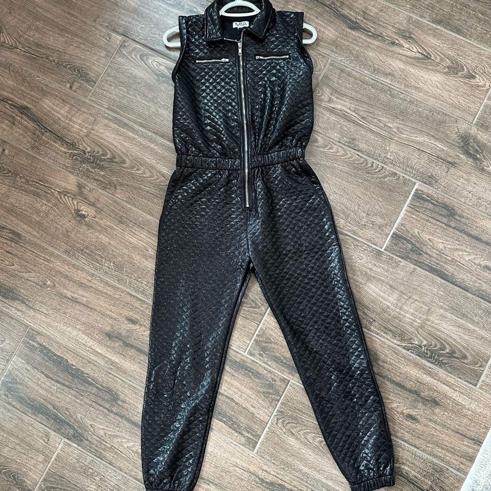 Girls wore once MIA New York black pleather jumpsuit